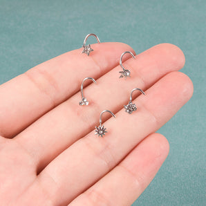Nihao Wholesale Simple Style Star Stainless Steel Inlay Zircon Nose Ring