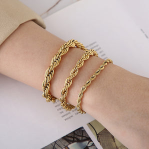Nihao Wholesale Simple Style Twist Stainless Steel Plating 18K Gold Plated Bracelets