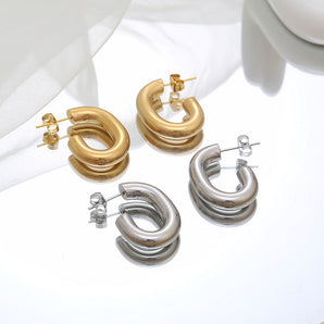 Nihao Wholesale Fashion C Shape Plating Titanium Steel Ear Studs