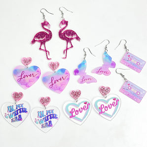 Nihao Wholesale 1 Pair Casual Elegant Geometric Flamingo Heart Shape Arylic Drop Earrings
