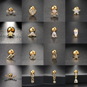 Nihao Wholesale 1 Piece Fashion Pentagram Heart Shape Flower Plating Inlay Copper Zircon Ear Studs