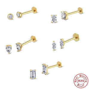 Nihao Wholesale 1 Piece Simple Style Commute Square Inlay Sterling Silver Zircon Ear Studs