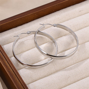 Nihao Wholesale 1 Pair Baroque Style Simple Style Round Polishing Plating Stainless Steel 18K Gold Plated Hoop Earrings