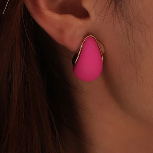 Nihao Wholesale simple geometric acrylic spray paint metal contrast earrings wholesale