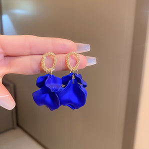 Nihao Wholesale 1 Pair Elegant Flower Inlay Alloy Acrylic Drop Earrings