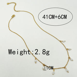 Nihao Wholesale Sweet Classic Style Artistic Round Stainless Steel Imitation Pearl Metal Plating Gold Plated Women'S Necklace