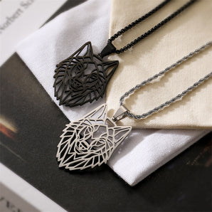Nihao Wholesale Punk Wolf Stainless Steel Plating Hollow Out Unisex Pendant Necklace