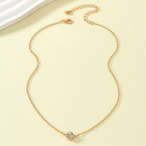 Nihao Wholesale Lady Shiny Solid Color Alloy Plating Inlay Zircon Gold Plated Women's Necklace