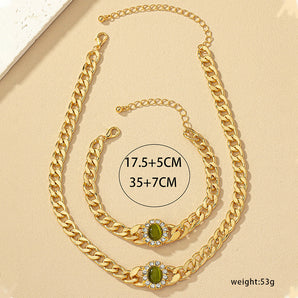 Nihao Wholesale IG Style Simple Style Oval Alloy Plating Inlay Rhinestones Opal Women's Jewelry Set
