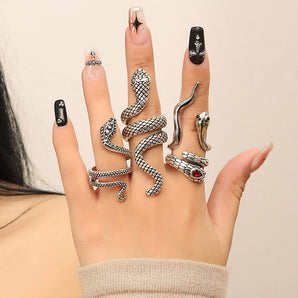 Nihao Wholesale Punk Snake Alloy Inlay Rhinestones Silver Plated Women'S Open Ring