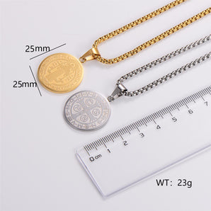 Nihao Wholesale Classic Style Round Stainless Steel Plating 18K Gold Plated Pendant Necklace