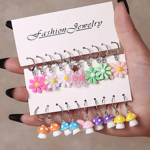 Nihao Wholesale 1 Set Simple Style Streetwear Flower Plating Alloy Drop Earrings
