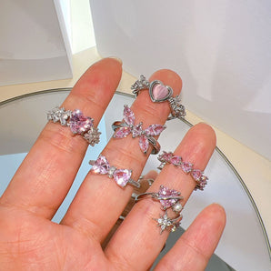Nihao Wholesale Sweet Heart Shape Butterfly Alloy Plating Inlay Zircon Women's Open Rings