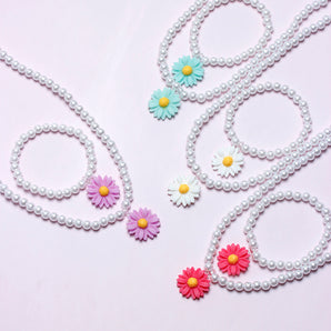Nihao Wholesale Cute Pastoral Flower Plastic Resin Beaded Handmade Girl'S Bracelets Necklace