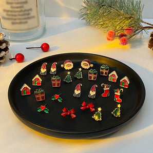 Nihao Wholesale 1 Set Simple Style Christmas Tree Santa Claus Christmas Socks Plating Alloy Drop Earrings Ear Studs