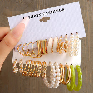 Nihao Wholesale 1 Set Elegant Simple Style Geometric Plating Alloy Earrings