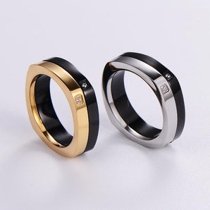 Nihao Wholesale Simple Style Color Block Stainless Steel Plating Inlay Rhinestones 18K Gold Plated Rings