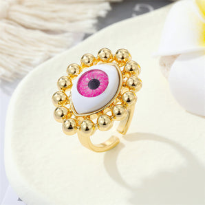 Nihao Wholesale European retro metal devil's eye color Turkish eye ring cross-border jewelry