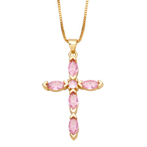 Nihao Wholesale Fashion Cross Copper 18K Gold Plated Necklace In Bulk