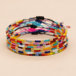 Nihao Wholesale Bohemian Solid Color Seed Bead Wholesale Drawstring Bracelets