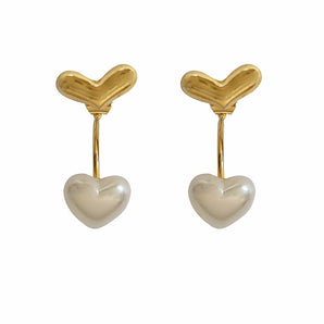 Nihao Wholesale Fashion Heart Shape Alloy Plating Artificial Pearls Ear Studs