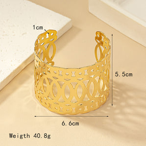 Nihao Wholesale Lady Solid Color Alloy Plating Hollow Out 14K Gold Plated Women's Bangle