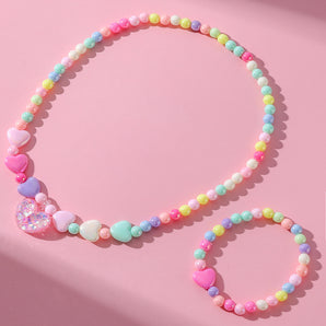 Nihao Wholesale Cute Heart Shape Resin Beaded No Inlaid Women'S Bracelets Necklace