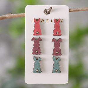 Nihao Wholesale Jewelry Retro Rabbit Wood Ear Studs