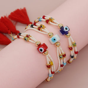 Nihao Wholesale Basic Bohemian Modern Style Geometric Devil'S Eye Glass/Colored Glaze Women's Bracelets