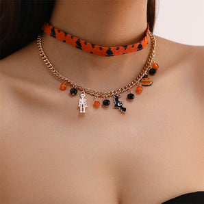 Nihao Wholesale Exaggerated Funny Halloween Pattern Alloy Halloween Women's Layered Necklaces