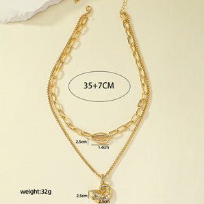 Nihao Wholesale Beach Conch Rhinestones Alloy Wholesale Double Layer Necklaces