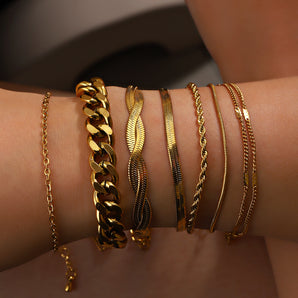 Nihao Wholesale IG Style Simple Style Twist Stainless Steel Plating 18K Gold Plated Bracelets