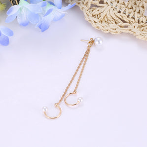 Nihao Wholesale Jewelry Simple Style Geometric Alloy Artificial Gemstones Inlaid Pearls Earrings Ear Studs