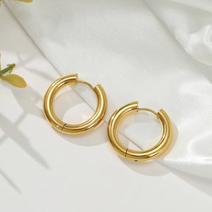 Nihao Wholesale 1 Pair Simple Style Round Plating Stainless Steel 18K Gold Plated Earrings