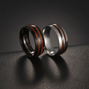 Nihao Wholesale Simple Style Round Stripe Titanium Steel Epoxy Men'S Rings