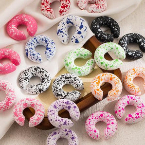 Nihao Wholesale Jewelry IG Style Cute Basic C Shape Spot Arylic Spray Paint Ear Cuffs