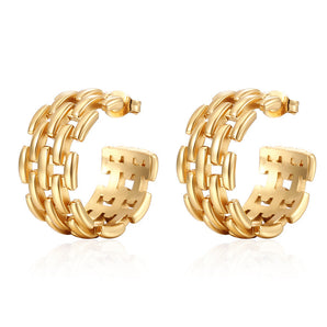 Nihao Wholesale 1 Pair Casual Retro C Shape Plating Stainless Steel Ear Studs