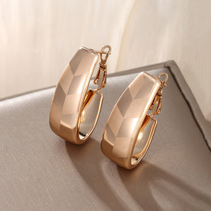 Nihao Wholesale 1 Pair Lady XUPING Geometric Copper Alloy 18K Gold Plated Hoop Earrings
